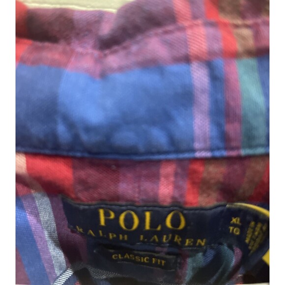 Polo Ralph Lauren Men's Classic-Fit Plaid Oxford Short Sleeve Shirt Multi XL - Picture 3 of 4